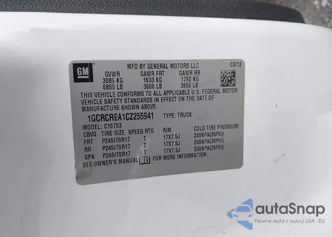 2012 Chevrolet Silverado 1500 Ls from USA, damaged, VIN 1GCRCREA1CZ255941